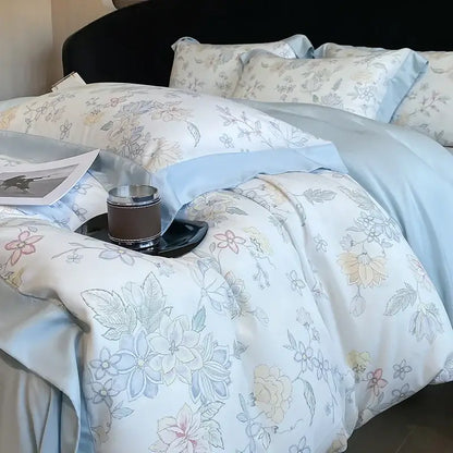 Elegant ivory floral eucalyptus fiber bedding set bedroom decor