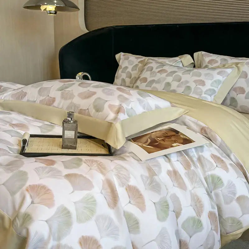Elegant ivory floral eucalyptus fiber bedding set bedroom decor
