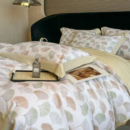 Elegant ivory floral eucalyptus fiber bedding set bedroom decor
