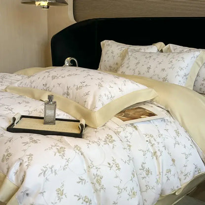 Elegant ivory floral eucalyptus fiber bedding set bedroom decor
