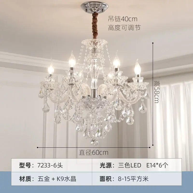 Elegant led crystal chandelier dining room pendant light