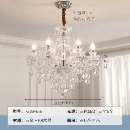 Elegant led crystal chandelier dining room pendant light