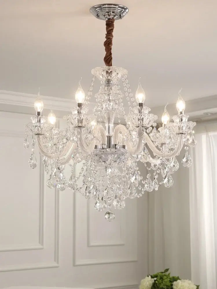 Elegant led crystal chandelier dining room pendant light