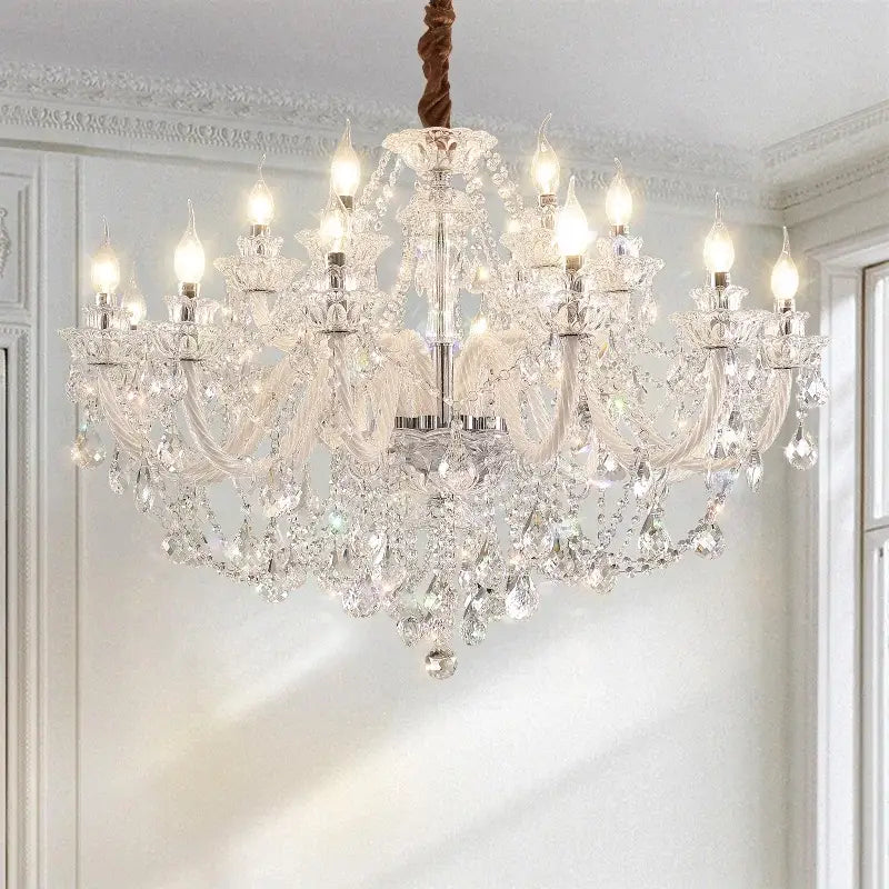 Elegant led crystal chandelier dining room pendant light
