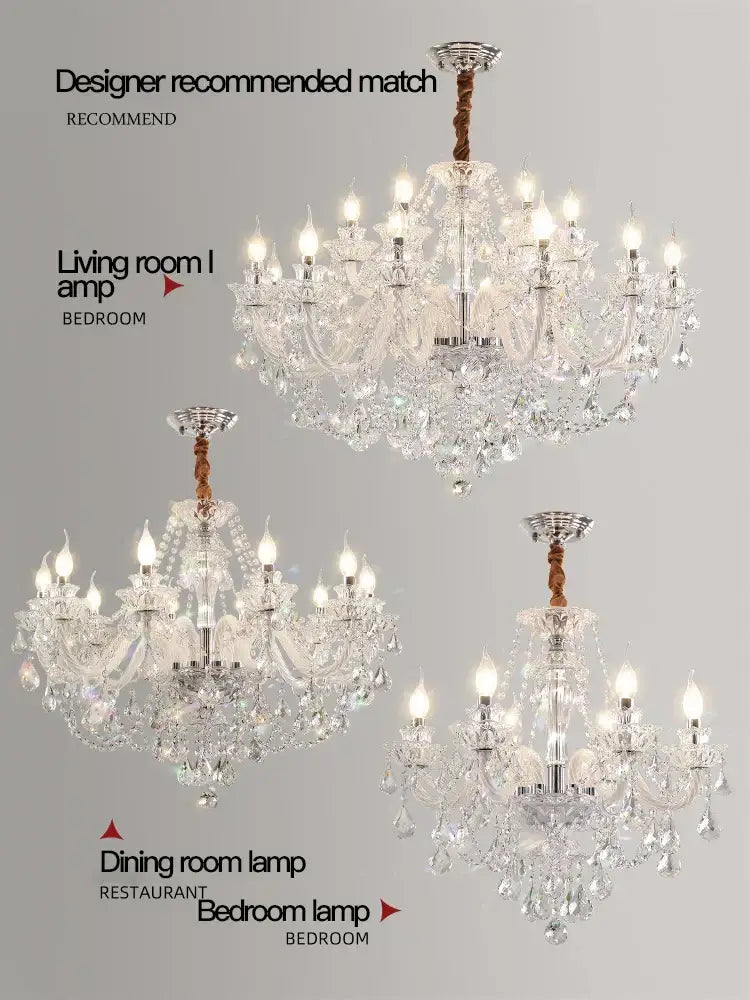 Elegant led crystal chandelier dining room pendant light