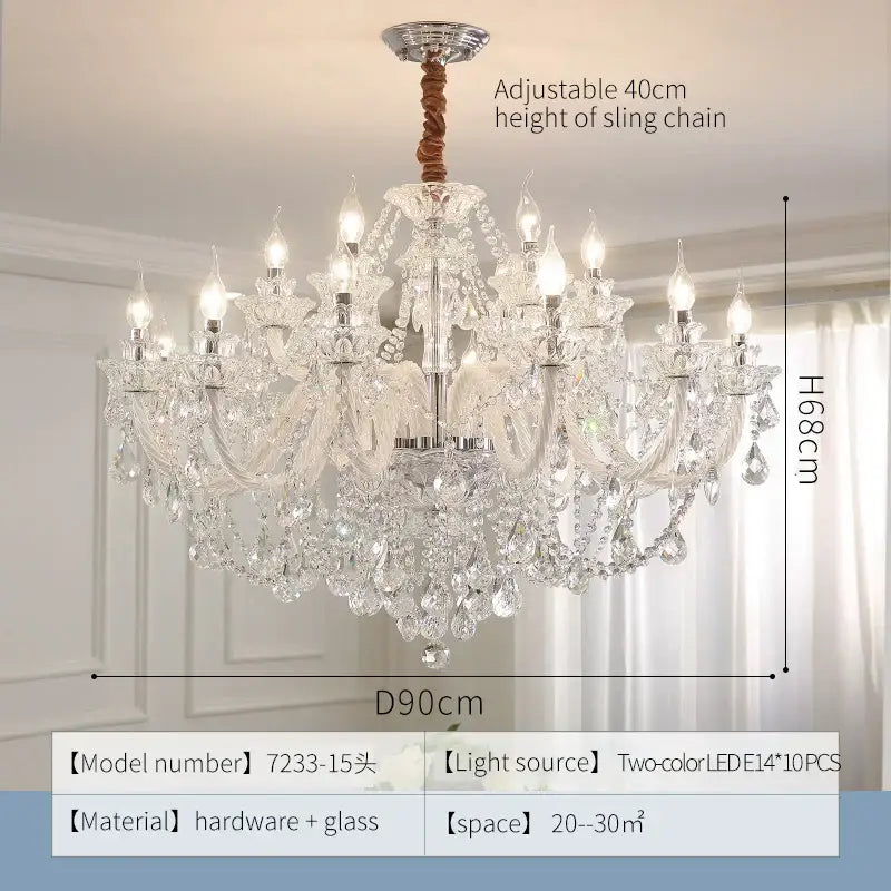 Elegant led crystal chandelier dining room pendant light