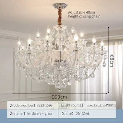 Elegant led crystal chandelier dining room pendant light