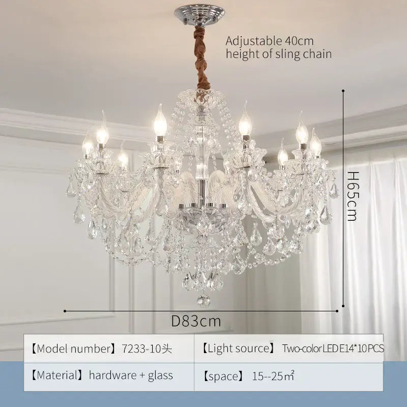 Elegant led crystal chandelier dining room pendant light