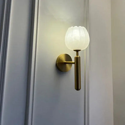Elegant lotus gold and marble wall lamp for bedroom