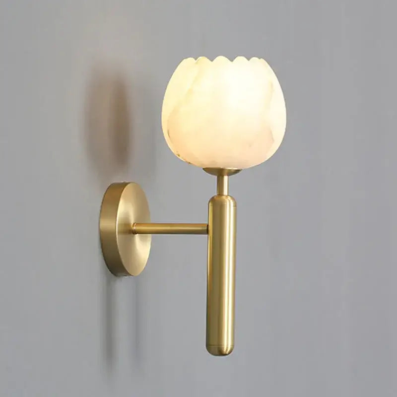Elegant lotus gold and marble wall lamp for bedroom