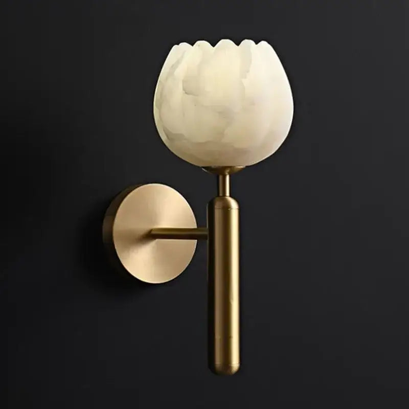 Elegant lotus gold and marble wall lamp for bedroom