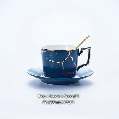 Elegant marble ceramic tea set – dining room gold pattern cups