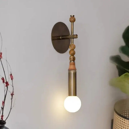 Elegant marble copper wall lamp with brass beads for living room