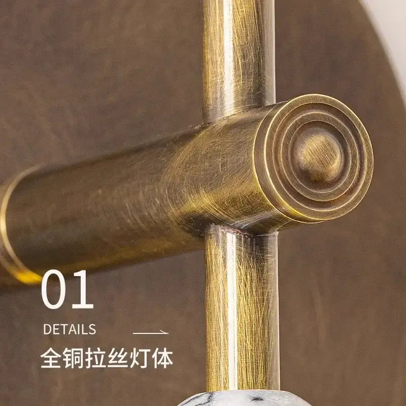 Elegant marble copper wall lamp with brass beads for living room