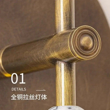 Elegant marble copper wall lamp with brass beads for living room