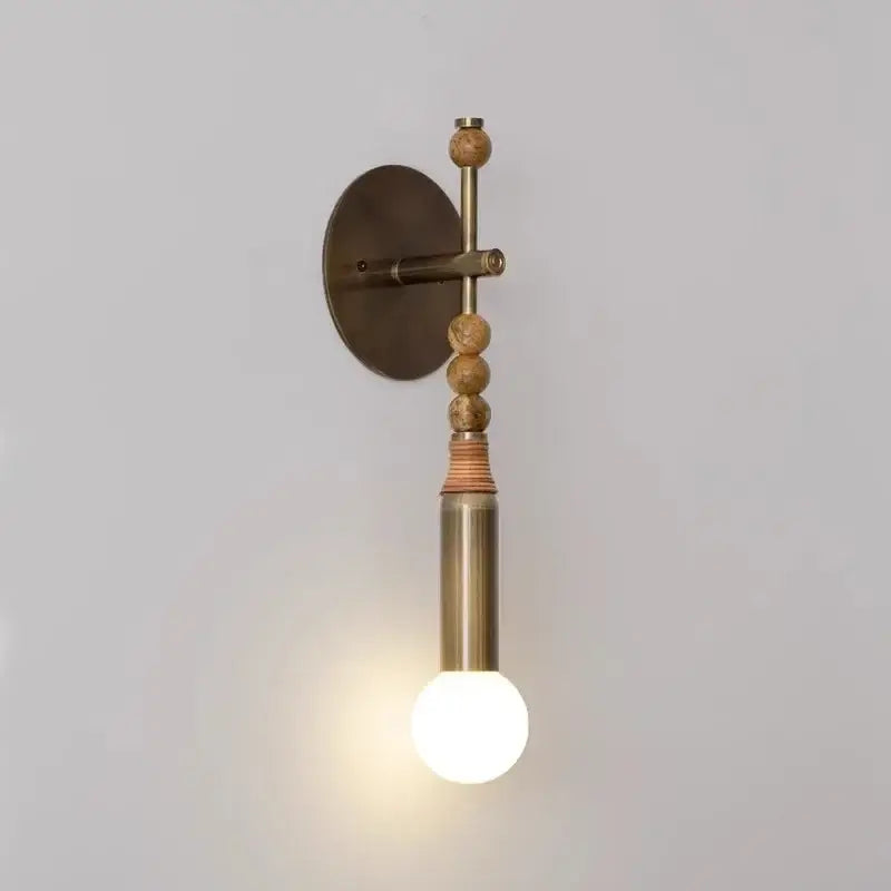 Elegant marble copper wall lamp with brass beads for living room
