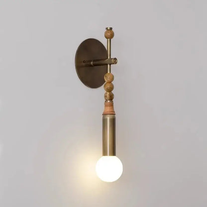Elegant marble copper wall lamp with brass beads for living room