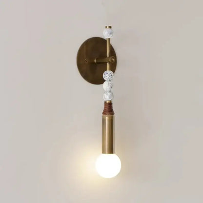 Elegant marble copper wall lamp with brass beads for living room
