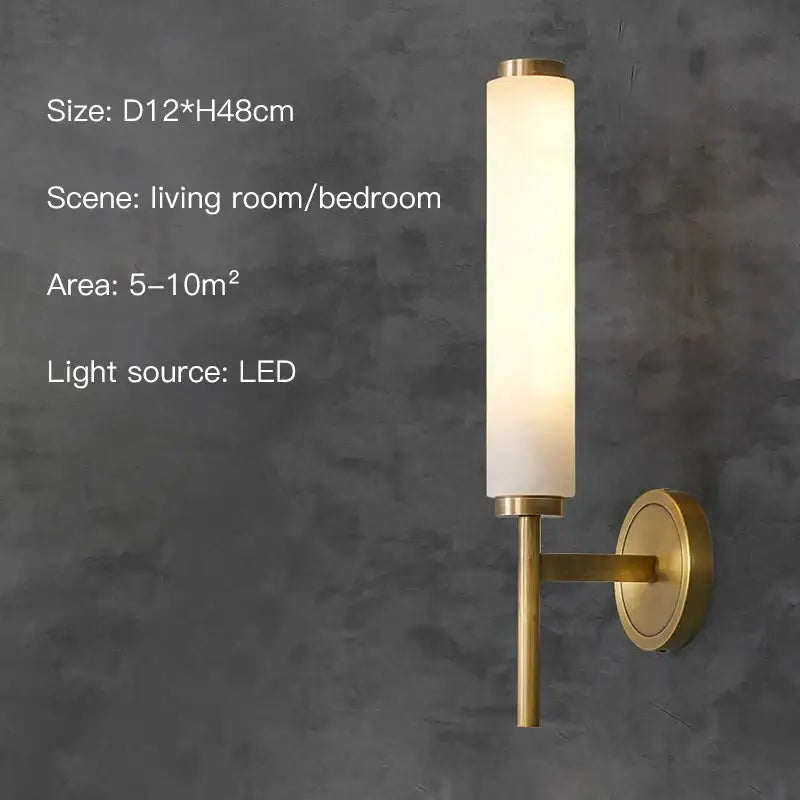 Elegant marble copper wall sconce for bedroom lighting