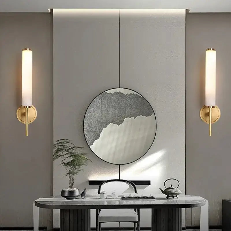 Elegant marble copper wall sconce for bedroom lighting