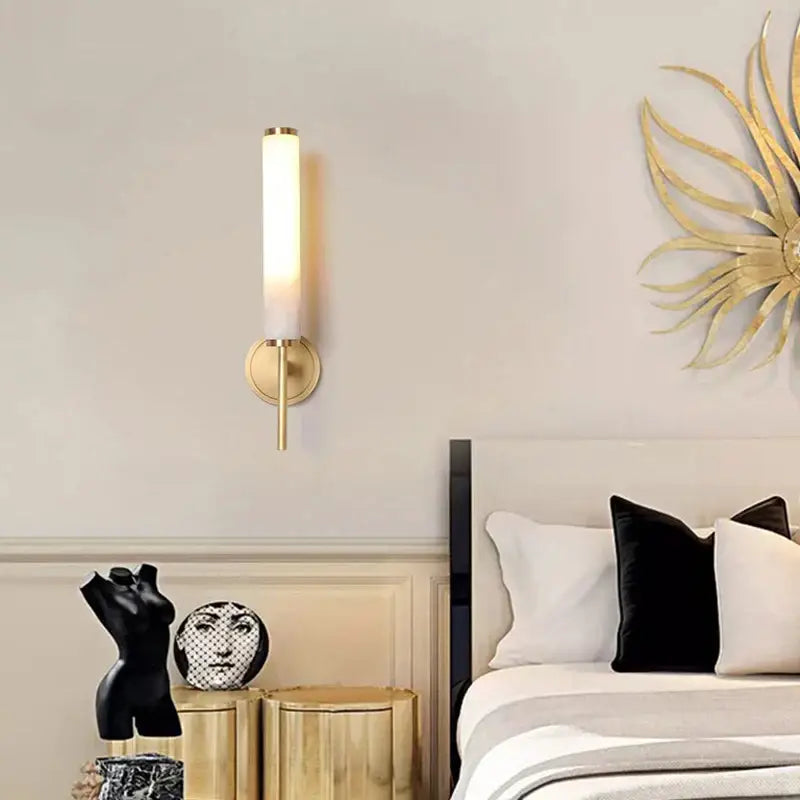 Elegant marble copper wall sconce for bedroom lighting