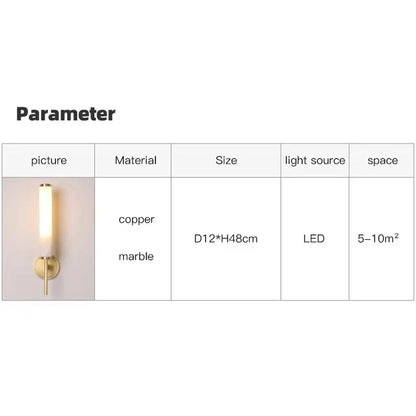 Elegant marble copper wall sconce for bedroom lighting