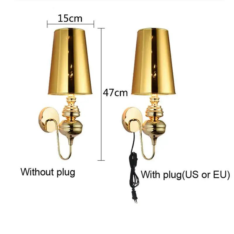 Elegant metallic guards wall lamps set for bedroom