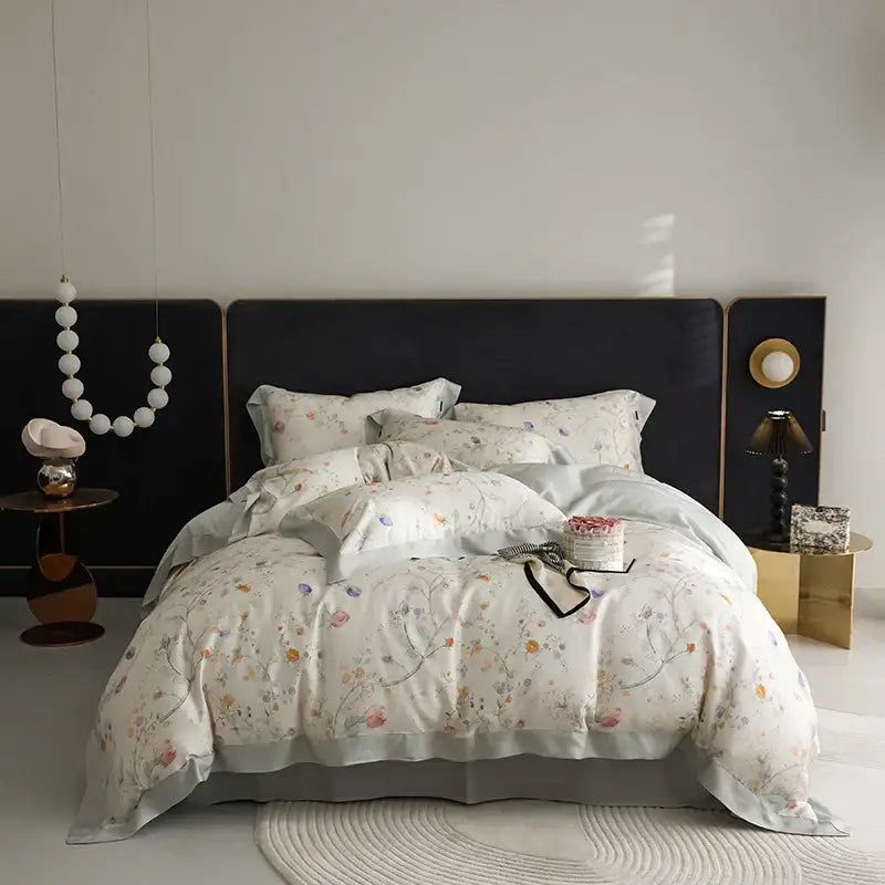 Elegant mint floral eucalyptus fiber bedding set bedroom decor