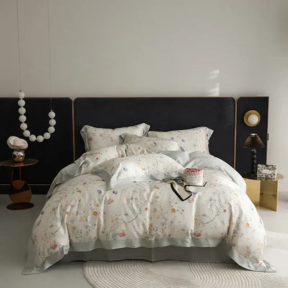 Elegant mint floral eucalyptus fiber bedding set bedroom decor