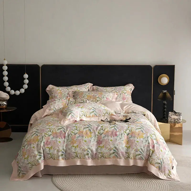 Elegant mint floral eucalyptus fiber bedding set bedroom decor