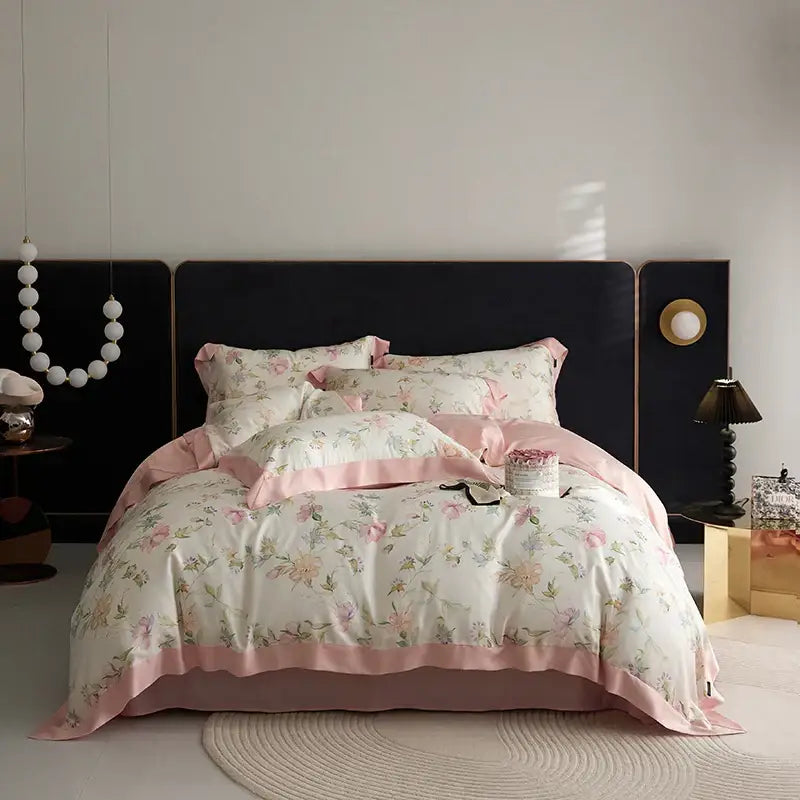 Elegant mint floral eucalyptus fiber bedding set bedroom decor
