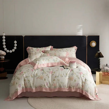 Elegant mint floral eucalyptus fiber bedding set bedroom decor
