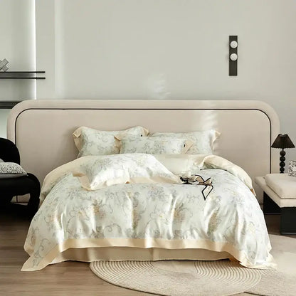 Elegant mint floral eucalyptus fiber bedding set bedroom decor
