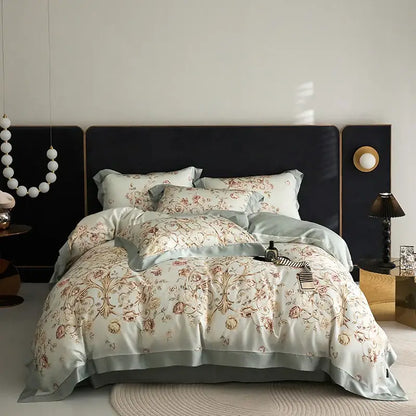 Elegant mint floral eucalyptus fiber bedding set bedroom decor