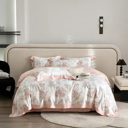 Elegant mint floral eucalyptus fiber bedding set bedroom decor