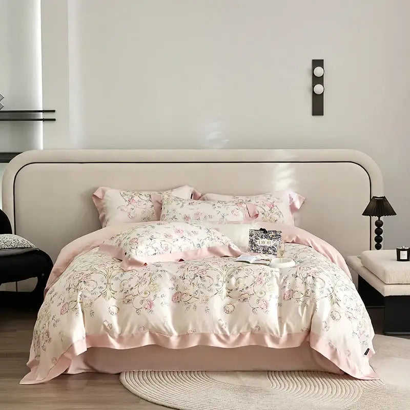 Elegant mint floral eucalyptus fiber bedding set bedroom decor
