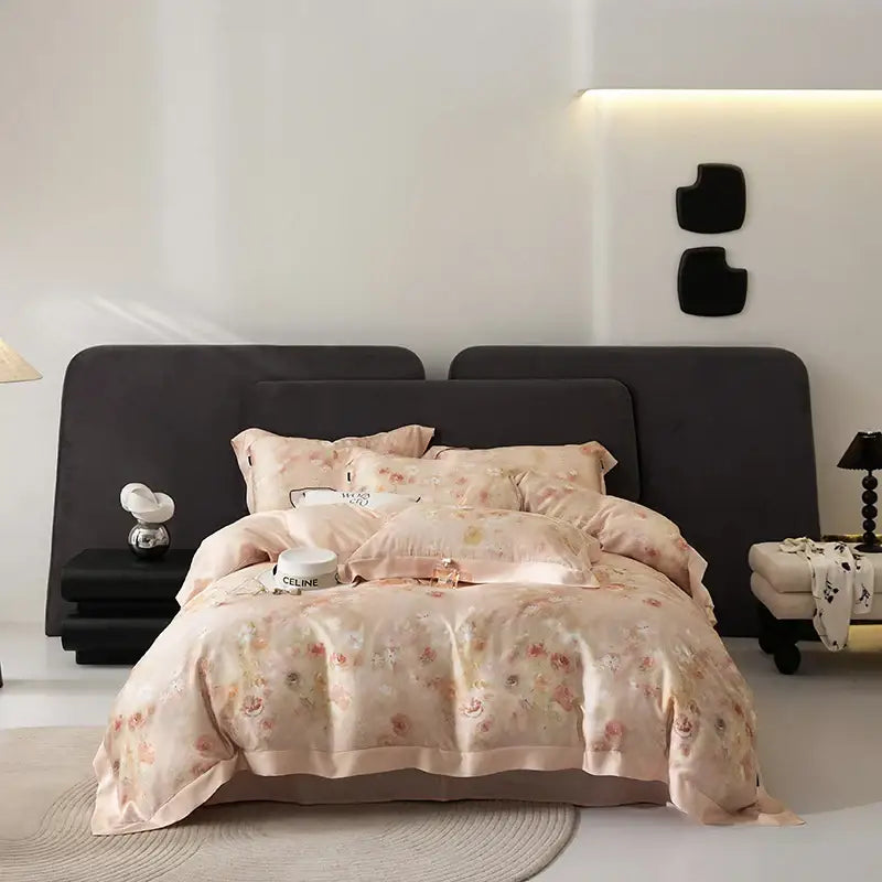 Elegant mint floral eucalyptus fiber bedding set bedroom decor