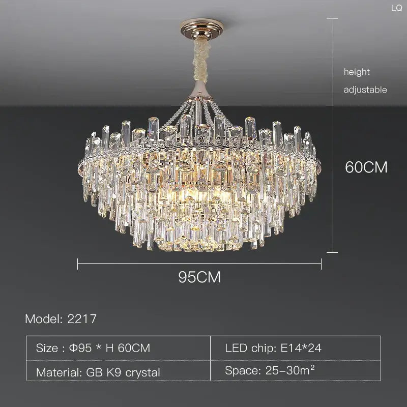 Elegant multi tiered crystal pendant lights for dining room