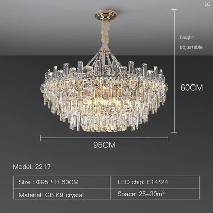 Elegant multi tiered crystal pendant lights for dining room