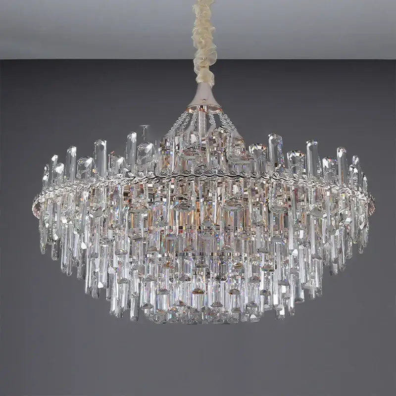 Elegant multi tiered crystal pendant lights for dining room