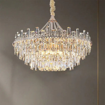 Elegant multi tiered crystal pendant lights for dining room