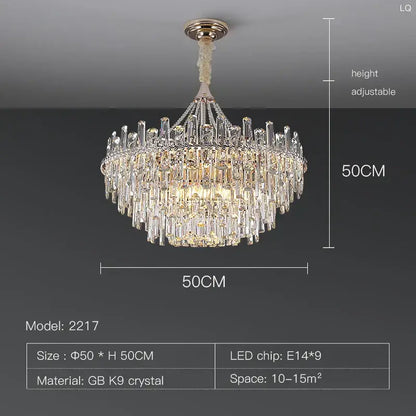 Elegant multi tiered crystal pendant lights for dining room