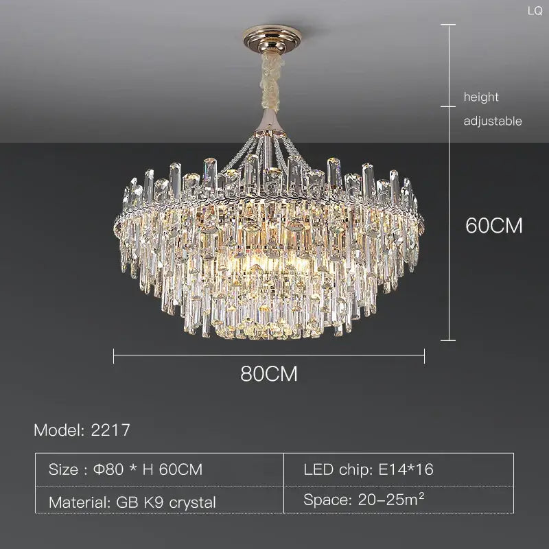 Elegant multi tiered crystal pendant lights for dining room