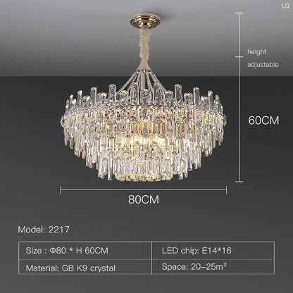 Elegant multi tiered crystal pendant lights for dining room