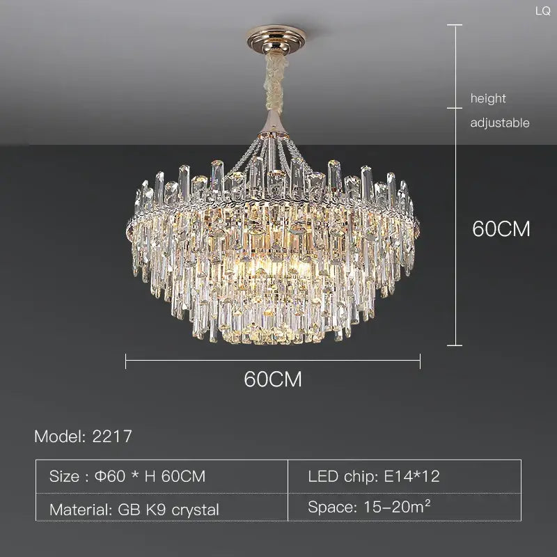 Elegant multi tiered crystal pendant lights for dining room