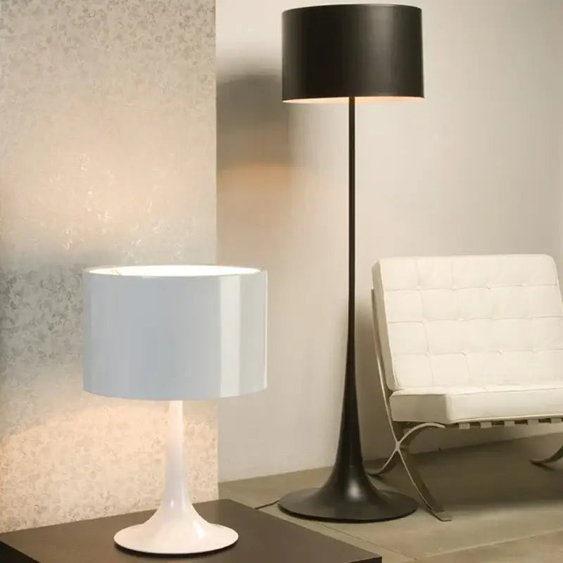Elegant mushroom black floor lamp living room warm glow interior