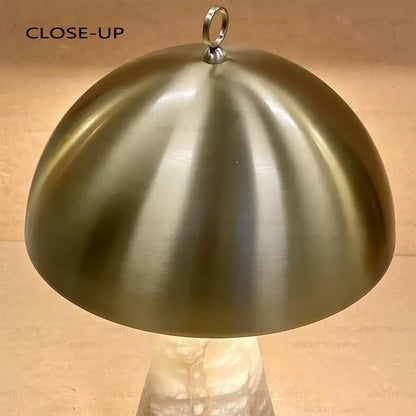 Elegant natural marble table lamp white & brass bedroom light
