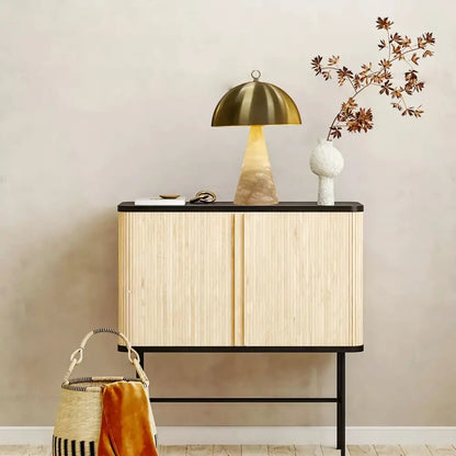 Elegant natural marble table lamp white & brass bedroom light