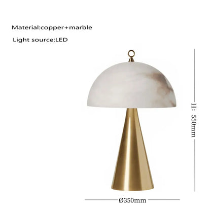 Elegant natural marble table lamp white & brass bedroom light