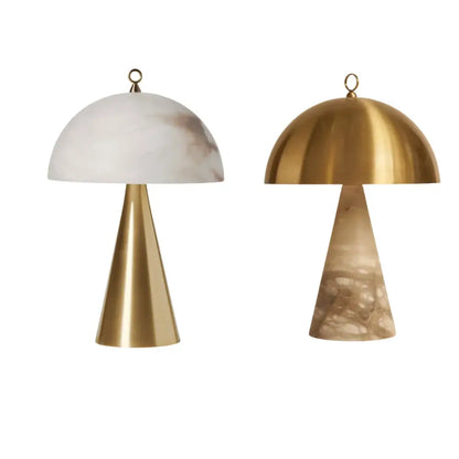 Elegant natural marble table lamp white & brass bedroom light